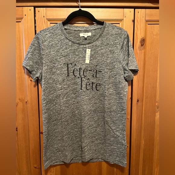 NWT Madewell Tete-a-Tete Short Sleeve Linen Tee - Picture 2 of 4
